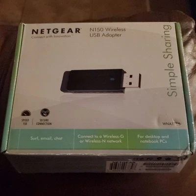 NETGEAR WNA1100 2.4GHZ WIRELESS B/G/N N150 USB 2.0 WIFI ADAPTER W/STAND - NICE! - Image 1 of 4