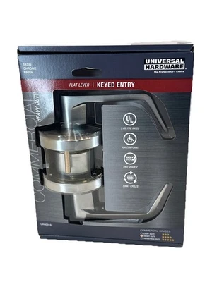 Universal Hardware Commercial Flat Lever Keyed Entry Satin Chrome Finish UH40019 - Image 1 of 4