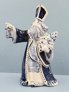 VTG Delft Blue Bishop St Nicholas Holland Lantern Christmas Tree 7" Figurine - Picture 1 of 8