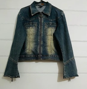 Denim Jacket Size 12 Brand Face Off Dark Blue Denim - Picture 1 of 8