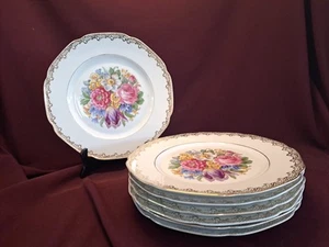 Vintage Tuschenreuth Bavaria Floral Dinner Plates Gold Edges 11 in (7) - Picture 1 of 17