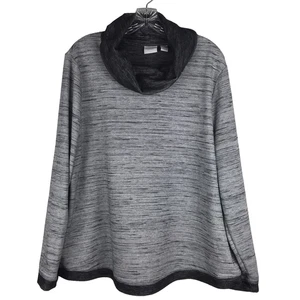 Weekends by Chicos Cowl Neck Sweatshirt Marled Gray Polycotton Size 3 XL - Picture 1 of 8