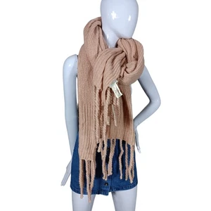FREE PEOPLE Jaden Rippstrick Fransen Decke Oversize Schal in Rosa NEU - Bild 1 von 10