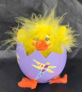 Annalee Dolls 3" Yellow Duck in Purple Egg Decorated w/ Dragonflies Easter - EUC - Picture 1 of 8