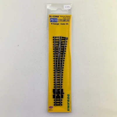 PECO SL-U395F N Scale Unifrog Medium Radius Right Hand Turnout Code 55 - Image 1 of 2