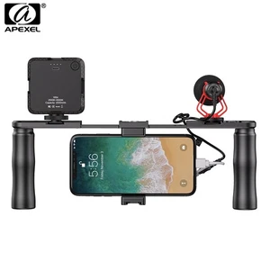 APEXEL impugnatura smartphone doppia impugnatura universale telefono fotografia supporto metallo mani - Foto 1 di 12