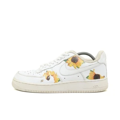 Nike Damen Air Force 1 Low Schuhe Weiß Leder Low-Top Handbemalt Sneaker EU 40.5 - Bild 1 von 4
