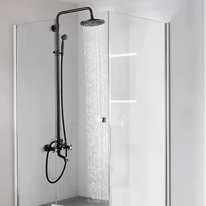  Oil Rubbed Bronze 8"Rainfall Exposed Shower Faucet System Set Mixer Fixture Tap - Picture 1 of 9