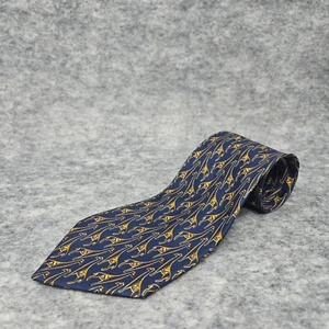 Salvatore Ferragamo Tie Blue Yellow Silk Giraffe Print Classic Necktie Italy - Picture 1 of 13
