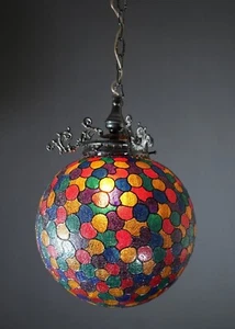 Vintage Retro Multicolor hand-made Persian Tiffany Style Globe Light Lamp - Picture 1 of 6