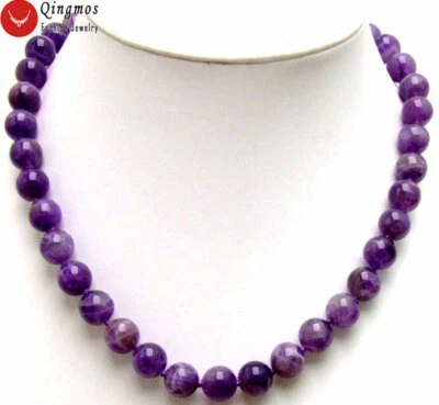 10mm Round Purple Natural Amethyst Necklace for Women Chokers 18" Jewelry Ne5538 - Image 1 of 4