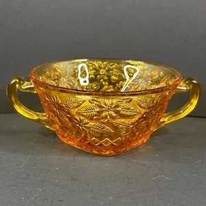 Indiana Glass Co Amber Pineapple & Floral 618 Depression Glass Cream Soup Bowls - Picture 1 of 7