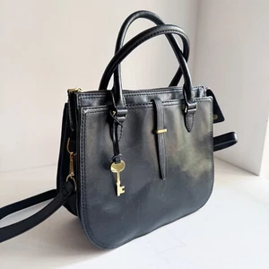 Fossil Ryder Tasche schwarz Leder Tore mit Anhänger - Bild 1 von 7
