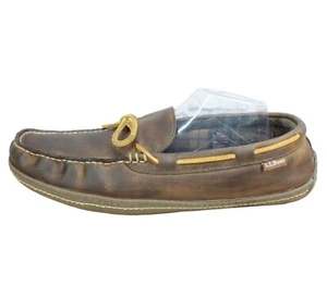 LL Bean Men's Handsewn Slippers Flannel Lined Leather Acorn Size 12 M - Picture 1 of 9