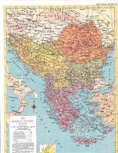 1953 Vintage The Balkan States Map / 9x12 Great size for Framing / 70+ years old - Bild 1 von 1