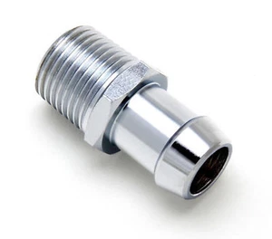 Intake Manifold Heater Hose Fitting 1/2 NPT 5/8 BARB CHROME ALUMINUM SBC BBC A21 - Picture 1 of 1