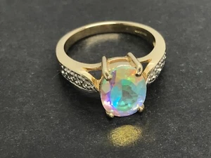 9ct gold mercury mystic topaz ring, uk size N 1/2, oval. VGC. - Picture 1 of 17