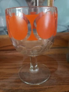 Vintage Bartlett Collins Thumbprint Goblet glasses with Large Orange Dots, Retro - Picture 1 of 4