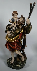 Heiligenfigur groß Heiliger Christophorus Gröden Südtirol Hl. Holz Figur H 76 cm - Bild 1 von 10