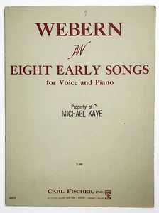 Webern Ocho canciones tempranas para voz y piano 1965 Carl Fischer 04533 - Imagen 1 de 4
