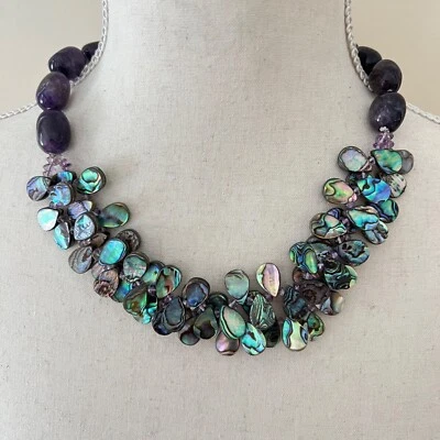 Ожерелье с фиолетовыми аметистами и драгоценными камнями каплевидными абалоновыми бусинами Coldwater Creek - Изображение 1 из 3
