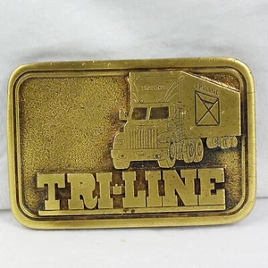 TRI-LINE Freight Systems Calgary Alberta Brass Belt Buckle - Picture 1 of 2