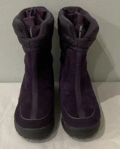 LANDS' END halbhohe Damen-Schneestiefel Größe 8B Wildleder zum Überziehen lila 406465/lesen - Bild 1 von 11