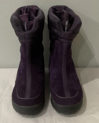 LANDS' END Women’s Sz 8B Suede Pull On Mid Calf Snow Boots Purple 406465 - Image 1 of 4