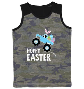 Hoppy Easter Monster Truck - Rabbit Bunny Eggs Youth Contrast Tank Top - Picture 1 of 7