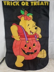 Vintage Disney Winnie The Pooh Trick Or Treat Lawn Flag Stitched Sewn - Picture 1 of 9