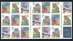 Scott #3113/16...32 Cent...Christmas...Unfolded Booklet of 20 - Picture 1 of 1