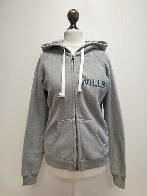X831 Womens Jack Wills Grey Drawstring Full Zip Sweatshirt Hoodie Uk 8 S Eu 36 • 22.72€