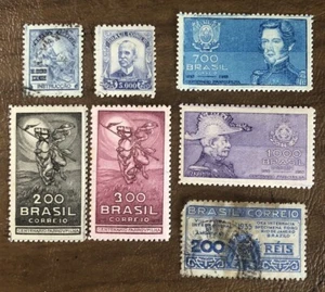 Sellos Brasil Sc 404/411 usados y como nuevos con bisagras - Imagen 1 de 5