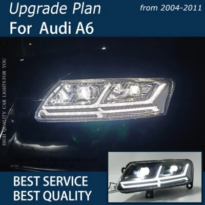 For Audi A6 A6L C6 S6 2004-2011 DRL Sequential Turn Signal Projector Headlights - Imagem 1 de 4