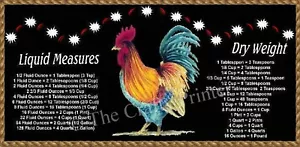 IMÁN DE GALLO GRANDE 10""x4.5"" con práctica tabla de conversión de cocina - Imagen 1 de 1