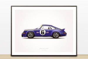 Porsche 911 Carrera RSR 1973 (Daytona 24 horas) cartel ilustrativo estampado - Imagen 1 de 2