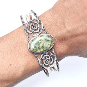 Unakite Gemstone Handmade Jewelry Cuff Bracelets 7''Adjustable - Picture 1 of 7