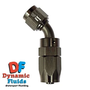 (AN8) -8 45 Degree Fast Flow Style Fuel / Oil Hose Fitting - BLACK - Picture 1 of 1