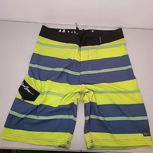 Maui & Sons 4 Way Stretch Radness Yellow Sharks Swim Pool Boardshorts Men 32 - Picture 1 of 9
