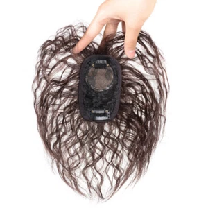 Seidenbasis flauschig lockig gewellt Haarspange in Mono Topper 100% Remy Echthaarteil - Bild 1 von 12