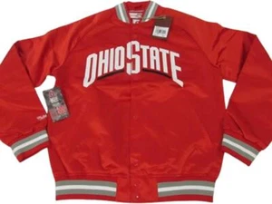 Ohio State Buckeyes Men Mitchell & Ness Light Weight Satin Snap Jacket Coat $120 - Picture 1 of 8
