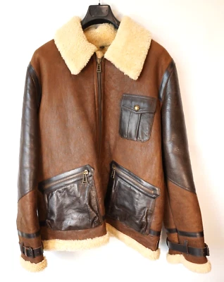 MINT | $2800 BELSTAFF 48 58 XXXXL ASTELL AVIATOR BROWN SHEARLING JACKET ITALY - Image 1 of 4
