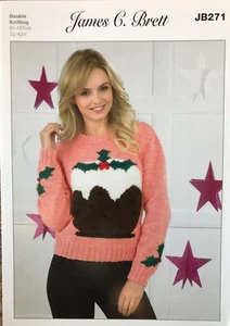 James C brett patrón de tejido damas Navidad pudín JB271 doble tejido - Imagen 1 de 1