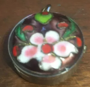 Enamel Flower Quartz Pocket Watch Pendant working # 530 - Picture 1 of 3