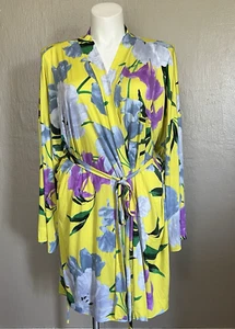 Lane Bryant Cacique Womens Plus Robe Yellow Purple Floral Size 26/28 3X - Picture 1 of 7