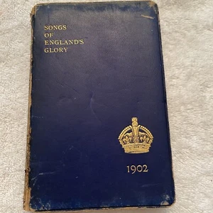 Antique 1902 SONGS OF ENGLAND’S GLORY Leather GILT CROWN - Picture 1 of 12