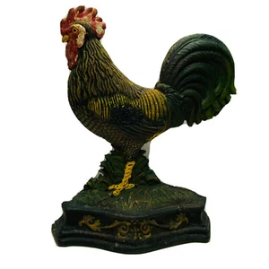Cast Iron Rooster Chicken Door Stop Country Farmhouse Garden Art - Picture 1 of 6