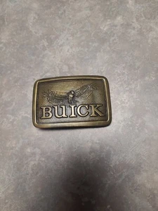 Vintage 1970s Buick Auto Hawk Logo Belt Buckle Brass tone Metal 3" x 2" 1976 - Picture 1 of 3