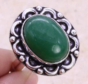Green Onyx 925 Silver Plated Handmade Ring of US Size 9 Ethnic - Picture 1 of 3
