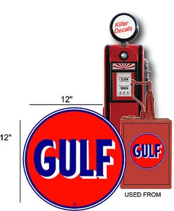 (GULF-5) 12" 1930-40 GULF GASOLINE DECAL OIL CAN / GAS PUMP / LUBSTER - Picture 1 of 1